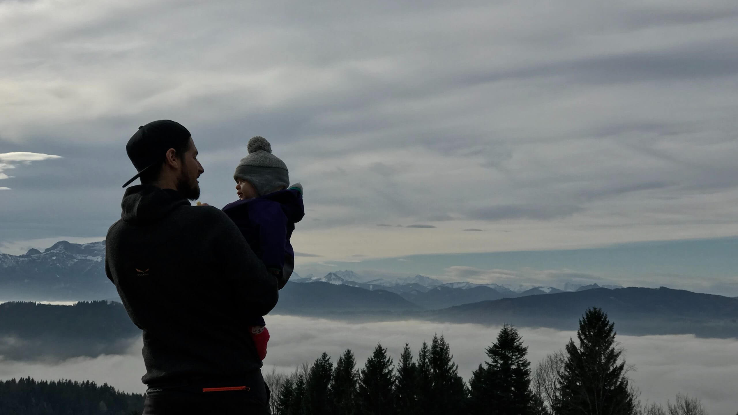 Father Supporting His Child Near the NC Mountains